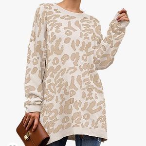 Oversized Leopard Print Sweater/ Sweater Dress Light weight knitted pullover